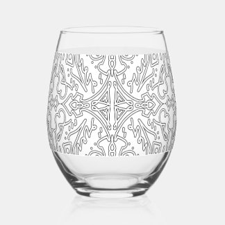 Minimalist Grey Floral Pattern Weinglas Ohne Stiel