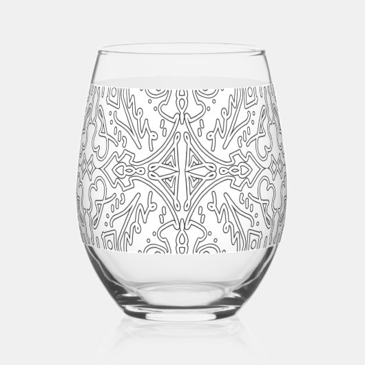Minimalist Grey Floral Pattern Weinglas Ohne Stiel (Vorderseite)