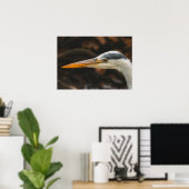 Minimalist Grey Heron Profile Fine Art Print Poster (Heimbüro)