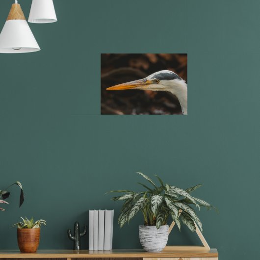 Minimalist Grey Heron Profile Fine Art Print Poster (Wohnzimmer 1)