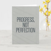 Minimalist Grey "Progress Not Perfection" card Karte (Gelbe Blume)