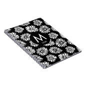 Minimalist Groovy Black and White Daisy Monogram Notizblock (Rechte Seite)