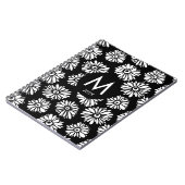 Minimalist Groovy Black and White Daisy Monogram Notizblock (Linke Seite)