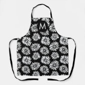 Minimalist Groovy Black and White Daisy Monogram Schürze (Vorderseite)