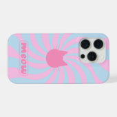 Minimalist Groovy Retro Meow Design iPhone Hülle (Rückseite (Horizontal))