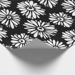 Minimalist Groovy Schwarz-Weiß-Gänseblümchen-Muste Geschenkpapier