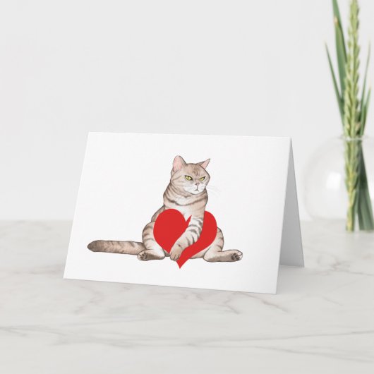 Minimalist Grumpy Cat Valentinstag Karte (Vorderseite)