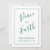 Minimalist|Grüner Frieden auf Erden Weihnachtskart Einladung (Vorderseite)