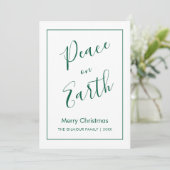 Minimalist|Grüner Frieden auf Erden Weihnachtskart Einladung (Stehend Vorderseite)