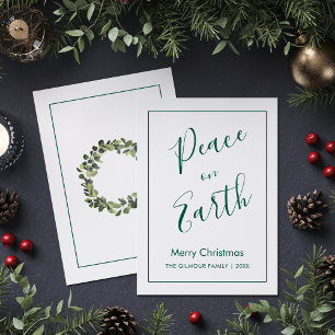 Minimalist Grüner Frieden auf Erden Weihnachtskart Einladung