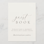 Minimalist Guest Book Wedding Sign in Soft Neutral Einladung (Vorderseite)