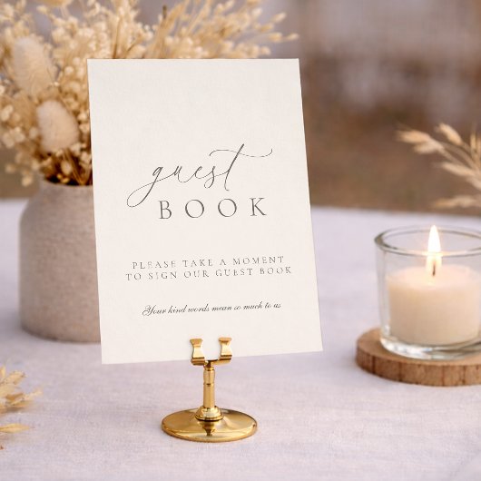 Minimalist Guest Book Wedding Sign in Soft Neutral Einladung