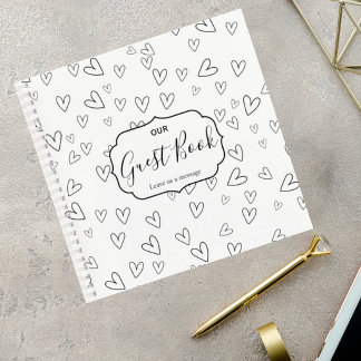Minimalist Guest Book with Hand-Drawn Hearts Notizblock
