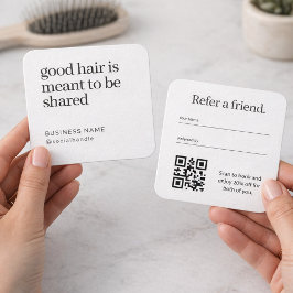 Minimalist Hair Salon Refer a Friend QR Code  Quadratische Visitenkarte