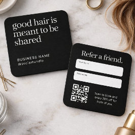 Minimalist Hair Salon Refer a Friend QR Code  Quadratische Visitenkarte