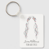 Minimalist Hairstylist Bride Wavy Hair Floral QR Schlüsselanhänger (Vorderseite)