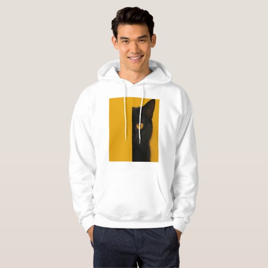 Minimalist Half-Cat Art Hoodie (Vorne ganz)