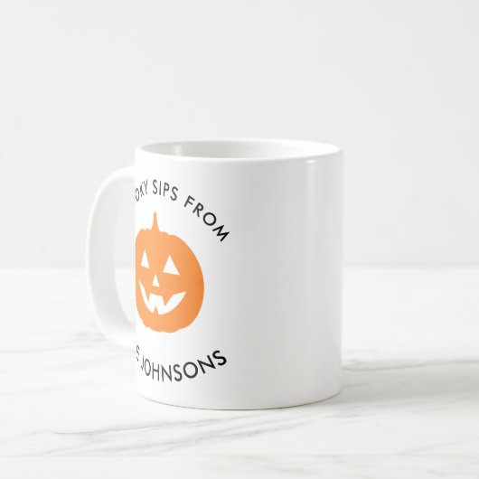 Minimalist Halloween Spooky Sips – Personalized Kaffeetasse (Vorderseite Links)