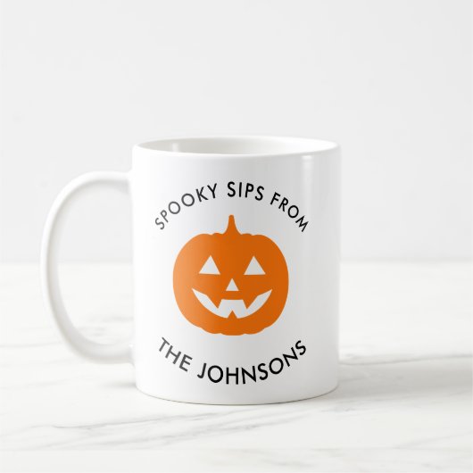 Minimalist Halloween Spooky Sips – Personalized Kaffeetasse (Links)
