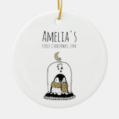 Minimalist Hand-Drawn Baby's First Christmas Keramik Ornament (Vorne)