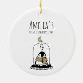 Minimalist Hand-Drawn Baby's First Christmas Keramik Ornament (Hinten)