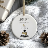 Minimalist Hand-Drawn Baby's First Christmas Keramik Ornament