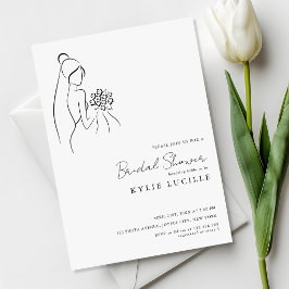 Minimalist Hand Drawn Bride Lovely Bridal Shower Einladung