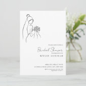 Minimalist Hand Drawn Bride Lovely Bridal Shower Einladung (Stehend Vorderseite)