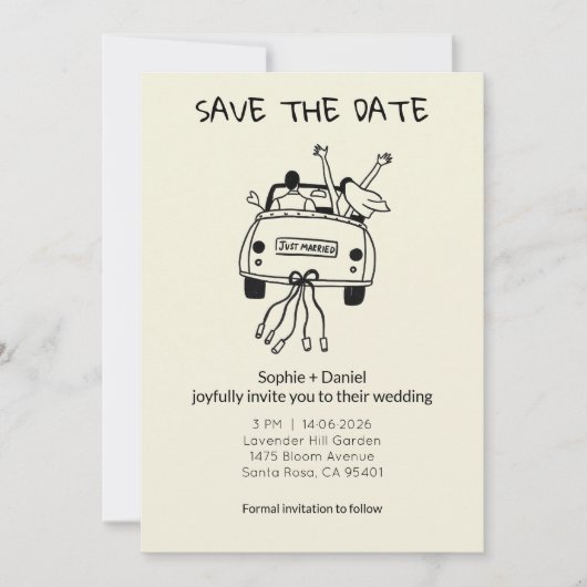 Minimalist Hand-Drawn  Save The Date (Vorderseite)