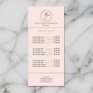 Minimalist Hand und Wimpern Logo Visagistin Pink Werbekarte