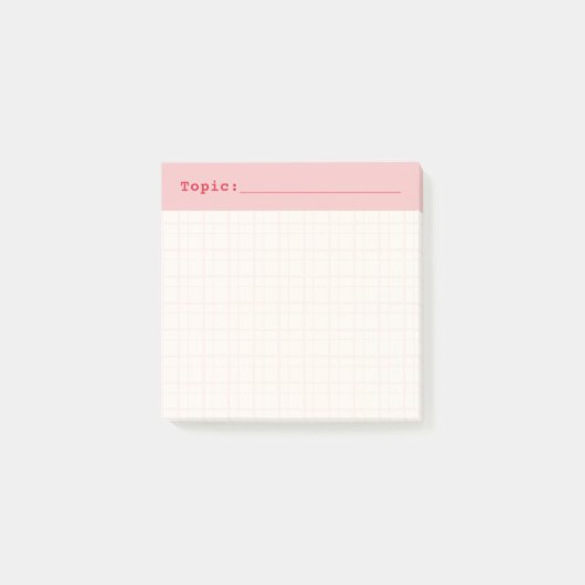 Minimalist HandDrawn Grid Topic Header Ballet Pink Post-it Klebezettel (Vorderseite)