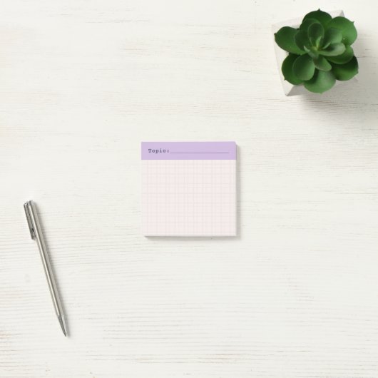 Minimalist HandDrawn Grid Topic Header Lilac Post-it Klebezettel (Büro)