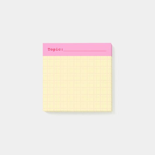 Minimalist HandDrawn Grid Topic Header Yellow Post-it Klebezettel (Vorderseite)