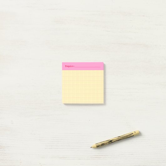Minimalist HandDrawn Grid Topic Header Yellow Post-it Klebezettel (Auf Schreibtisch)