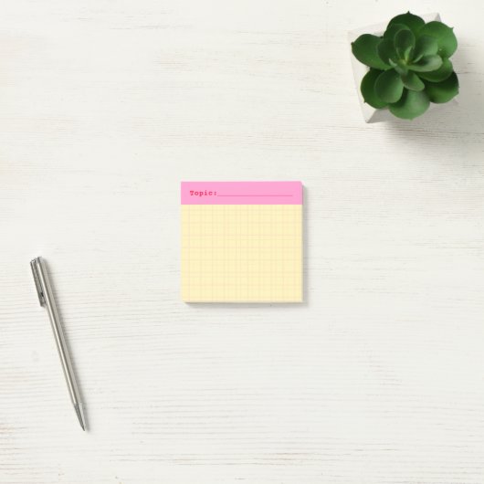 Minimalist HandDrawn Grid Topic Header Yellow Post-it Klebezettel (Büro)