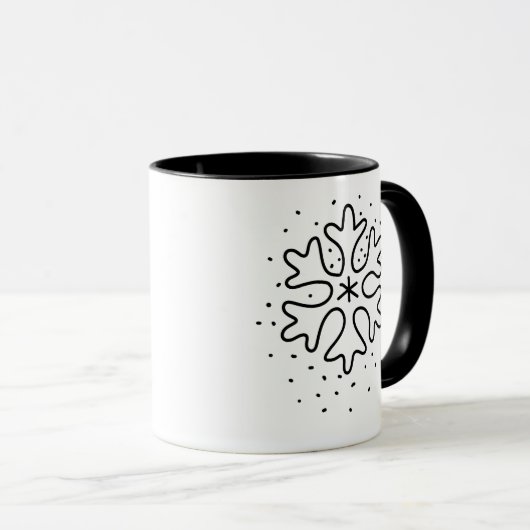 Minimalist handdrawn snowflake tasse (VorderseiteRechts)