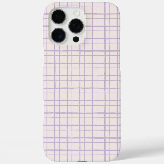 Minimalist HandDrawn Wobbly Grid Check Dusty Lilac Case-Mate iPhone Hülle (Rückseite)