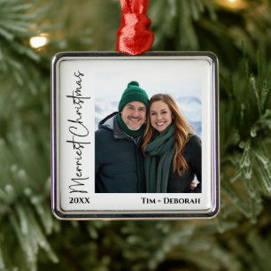 Minimalist Handgeschriebene Fröhlichste Weihnachte Ornament Aus Metall