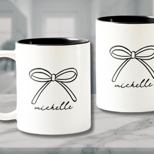 Minimalist Handgezeichneter Bogen Name Zweifarbige Tasse