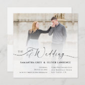 Minimalist Handwritten Photo Wedding Invitation Save The Date (Vorne/Hinten)