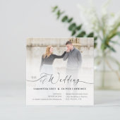 Minimalist Handwritten Photo Wedding Invitation Save The Date (Stehend Vorderseite)