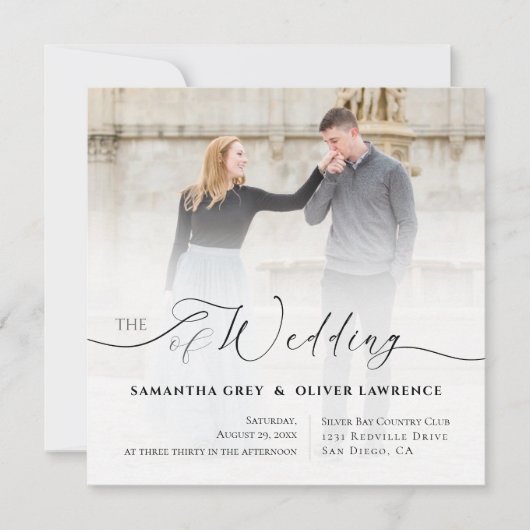 Minimalist Handwritten Photo Wedding Invitation  Save The Date (Vorderseite)