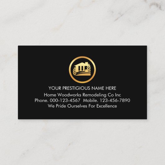 Minimalist Handyman Tools In Gold Frame Visitenkarte (Rückseite)