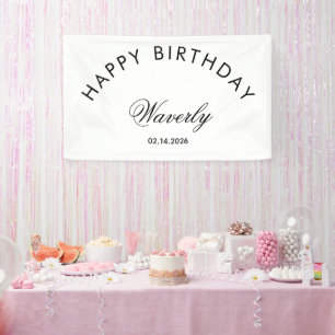 Minimalist Happy Birthday Klassisch Weiß Banner