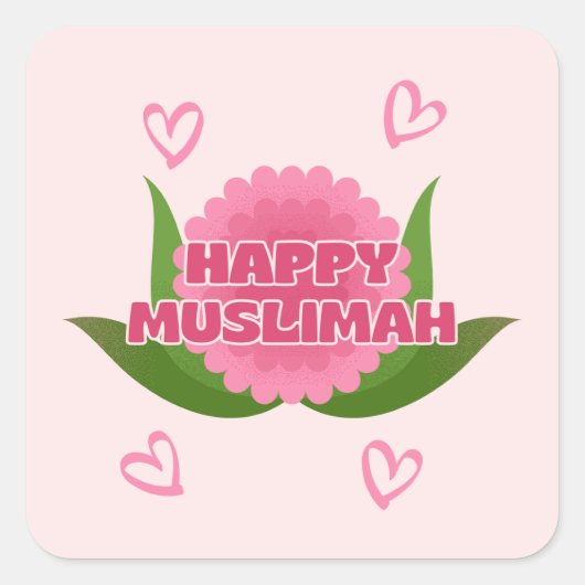 Minimalist Happy Muslimah Sticker (Vorderseite)