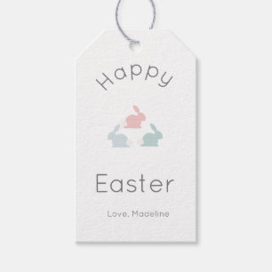Minimalist Happy Osterhase  Geschenkanhänger