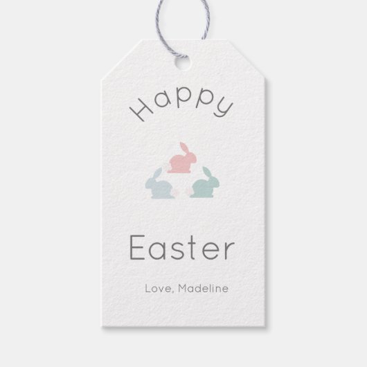 Minimalist Happy Osterhase  Geschenkanhänger (Vorderseite)