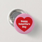 Minimalist Happy Valentine's Day Red Heart Pink Button (Vorne & Hinten)