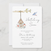 Minimalist Hatching Soon Bird Nest Baby Shower Einladung (Vorderseite)