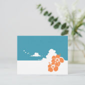 Minimalist Hawaii Hibiscus & Summer Clouds Postkarte (Stehend Vorderseite)